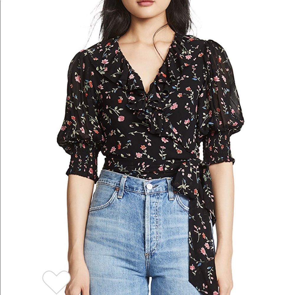 GANNI Printed Georgette Top